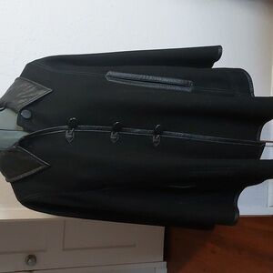Vintage Pendleton Black Wool Cape with Leather Like Accents